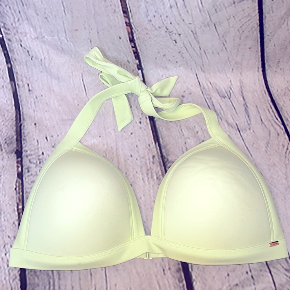 Pink Victoria’s Secret Green Padded Bikini Swimsuit Top Size Large
